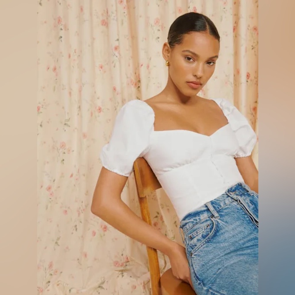 Reformation Rome Linen Top White - Size 0